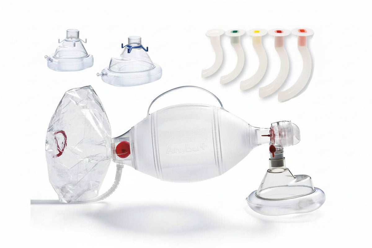 Ambu Spur II Beatmungsbeutel Set | 3 Masken und 5 Guedeltuben
