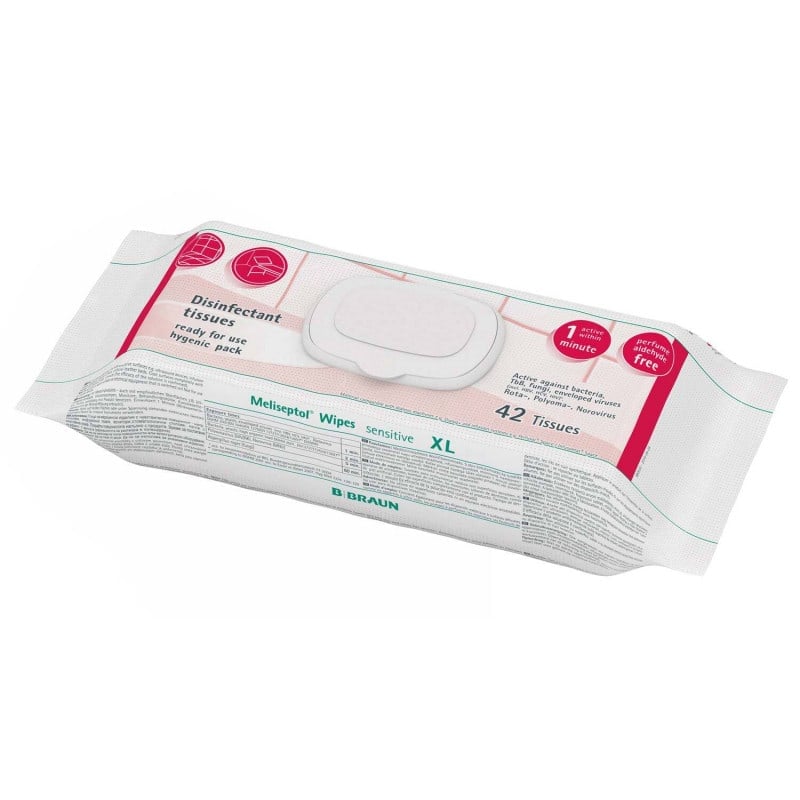 Meliseptol® Wipes sensitive "XL" 24 x 30cm, Flowpack = 42 Tücher