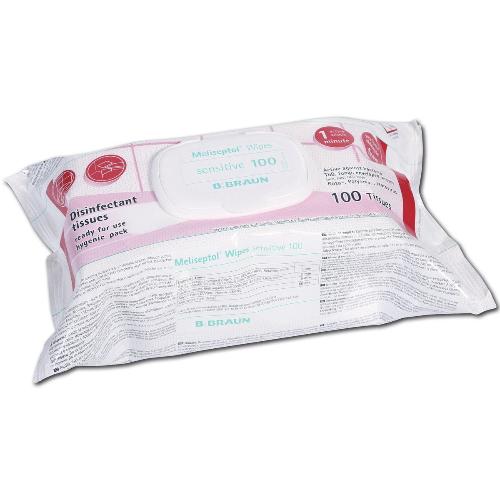 Meliseptol Wipes Sensitive, Flowpack 100, Tuchgröße: 18 x 20 cm, 100 Tücher