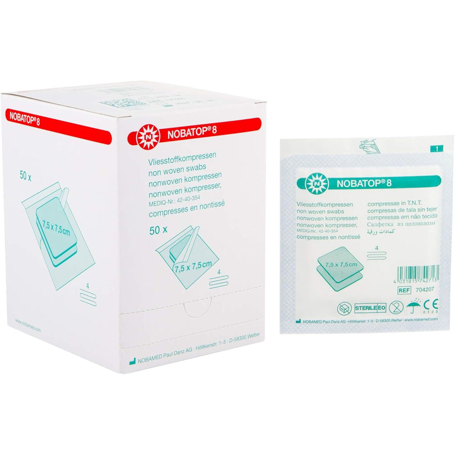 100 Stk Vlieskompressen 4-lagig NOBATOP 8 von Nobamed 5 cm x 5 cm - 854006